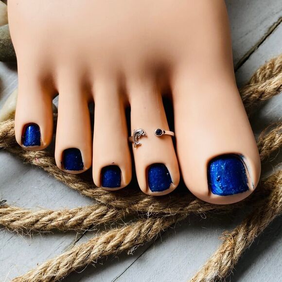 Sterling Silver Dolphin Cz Toe Ring Midi Ring - Picture 1 of 4